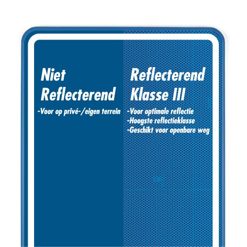 reflectie-vs-geen-reflectie-blauw-bord