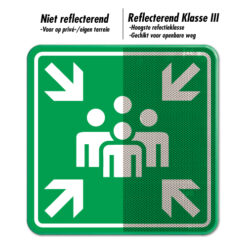verzamelplaatsbord-groen-reflecterend_vs_niet-reflecterend