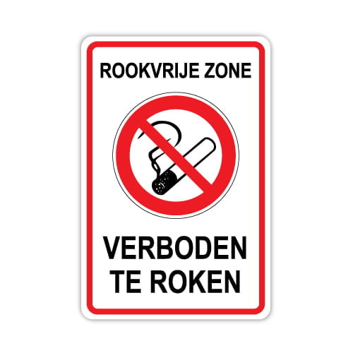 Bord Rookvrije zone - Verboden te roken