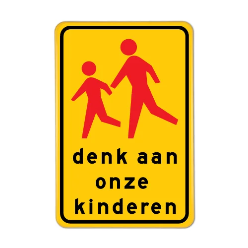 bord-denk-aan-onze-kinderen-geel