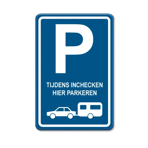 Parkeerbord Inchecken - blauw