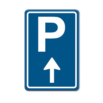 Parkeerbord-blauw-P-pijl-rechtdoor- 350