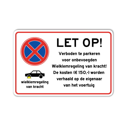 bord-verboden-te-parkeren-wielklemregeling