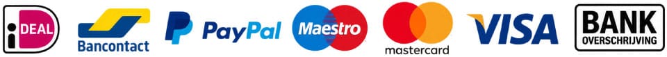 iDEAL, Bancontact, PayPal, Maestro, Mastercard, Visa en bankoverschrijving